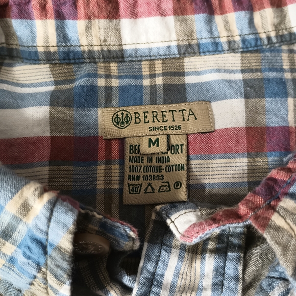 Men's Beretta Classic Plaid Button-Down Shirt‎ M - Picture 2 of 6